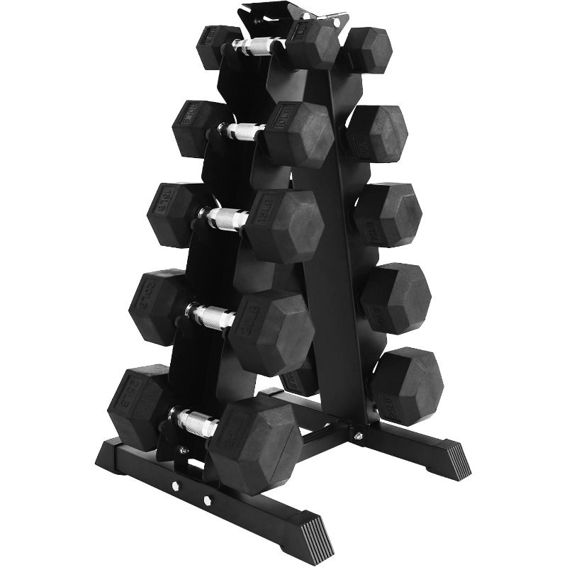 Hex Dumbbell Set - Rubber Coated Hex Dumbbell Weight Set
