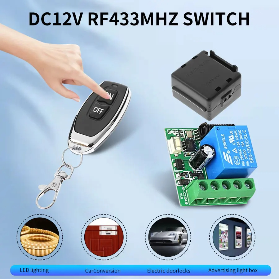 Home Gym Garage - DC12V 1CH 10A Relay Receiver Transmitter