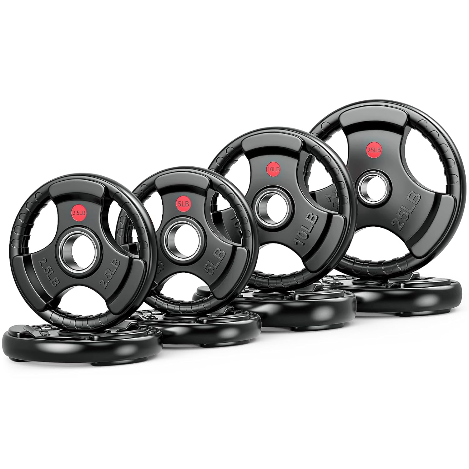 Home Gym Equipment Set - 2-Inch Rubber Coated Olympic Weight Plates,